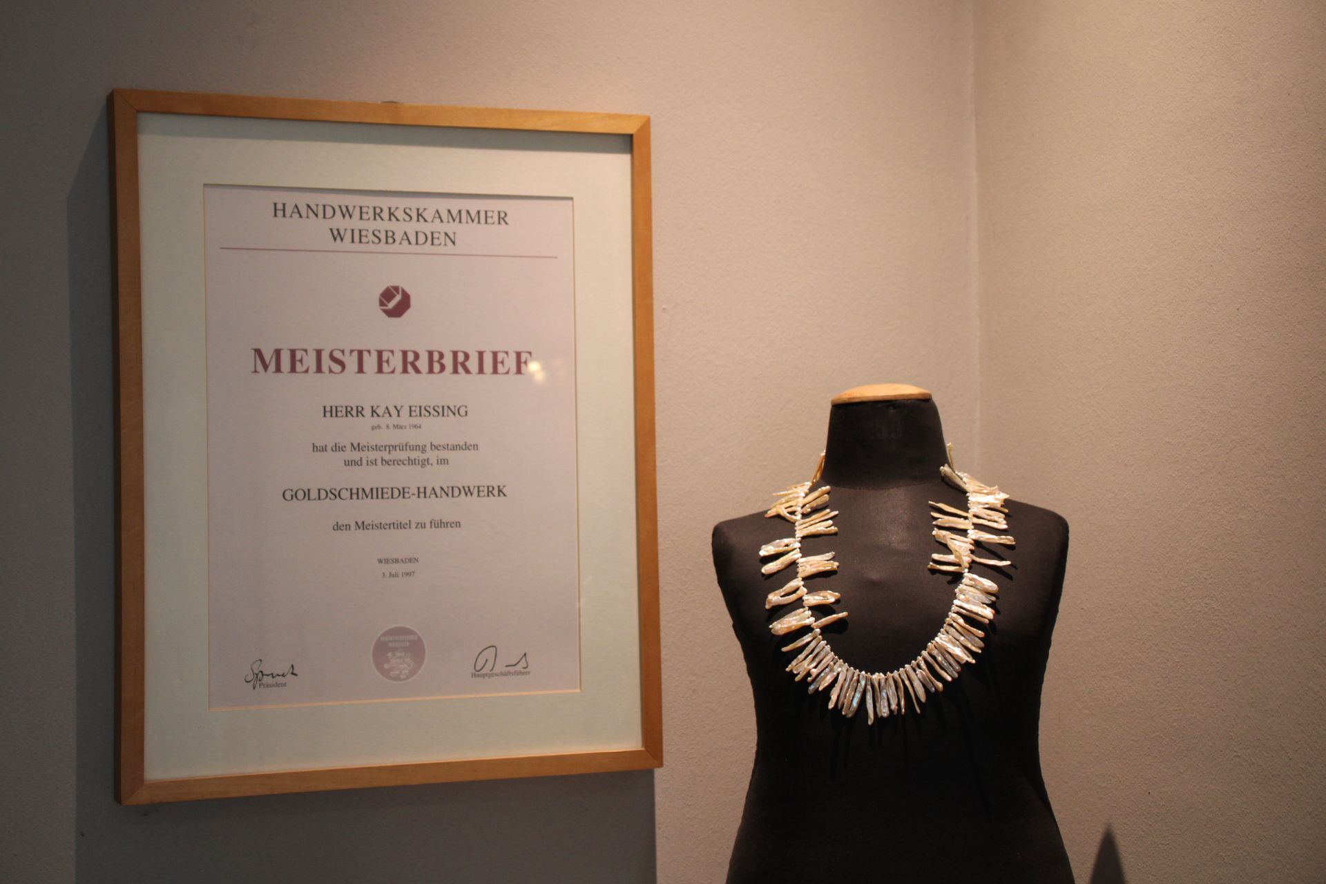 Meisterbrief von Kay Eissing, Handwerkskammer Wiesbaden